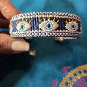 Blue Evil Eye Embroidered Bracelet